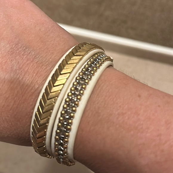 Stella and Dot Gilded Path Double Wrap Bracelet White Gold Silver - Picture 1 of 3